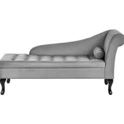 PESSAC - Chaise longue - Lichtgrijs - Rechterzijde - Fluweel