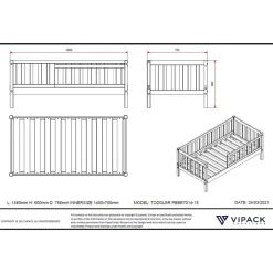 Peuterbed Petronille 70 x 140cm dennenhout - grijs