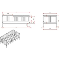 Peuterbed Petronille 70 x 140cm dennenhout - wit