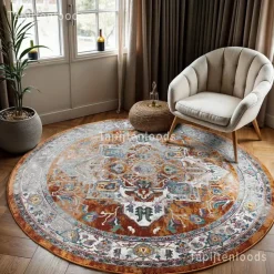 Picasso Castana Vintage Rond Vloerkleed Terra / Multi Laagpolig - 200 CM ROND