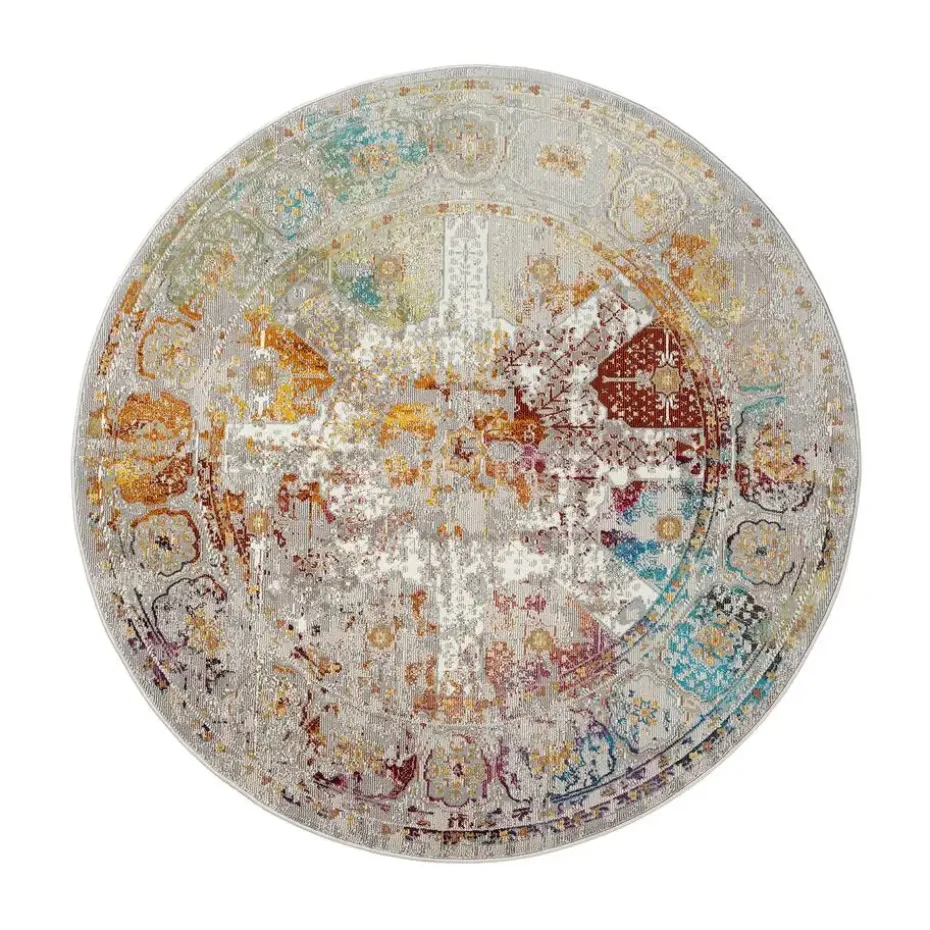 Picasso Feraghan Vintage Rond Vloerkleed Multi / Beige Laagpolig - 240 CM ROND