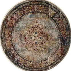 Picasso Keshan Vintage Rond Vloerkleed Multi / Beige Laagpolig - 200 CM ROND