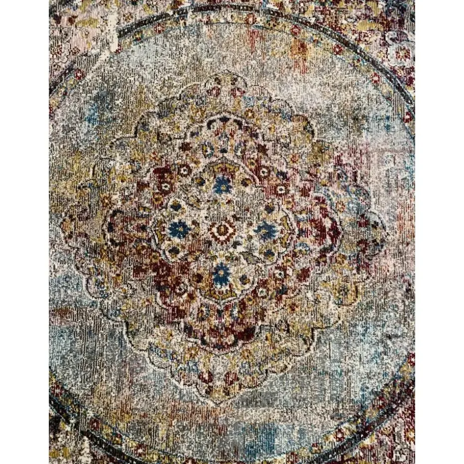 Picasso Keshan Vintage Rond Vloerkleed Multi / Beige Laagpolig - 200 CM ROND