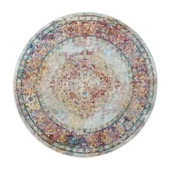 Picasso Keshan Vintage Rond Vloerkleed Multi / Beige Laagpolig - 160 CM ROND