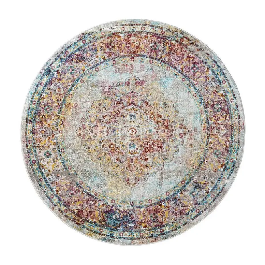 Picasso Keshan Vintage Rond Vloerkleed Multi / Beige Laagpolig - 160 CM ROND