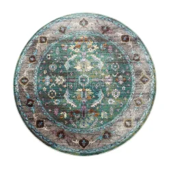Picasso Pablo Vintage Rond Vloerkleed Groen / Multi Laagpolig - 160 CM ROND