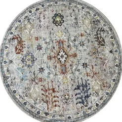 Picasso Sarough Rond Vloerkleed Vintage Woonkamer - Multi / Grijs - 200 CM ROND