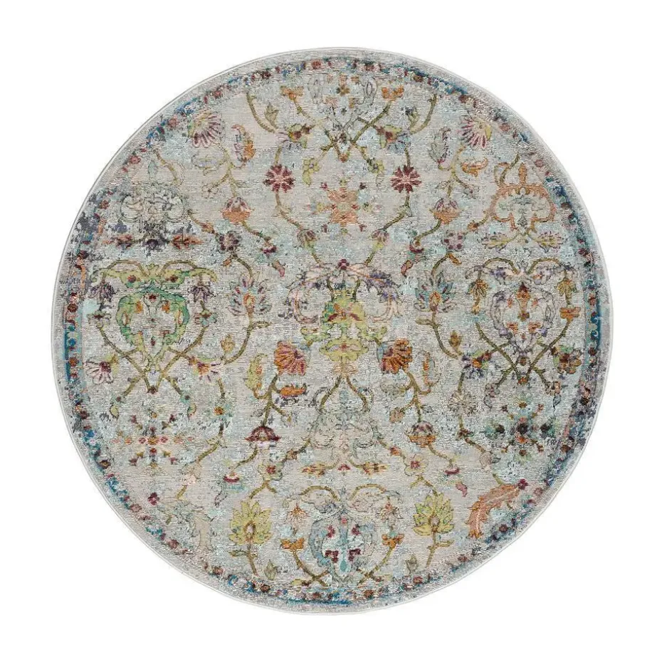 Picasso Sarough Vintage Rond Vloerkleed Creme / Beige Laagpolig - 133 CM ROND