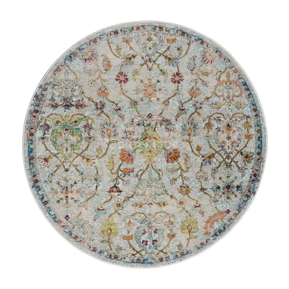 Picasso Sarough Vintage Rond Vloerkleed Creme / Beige Laagpolig - 300 CM ROND
