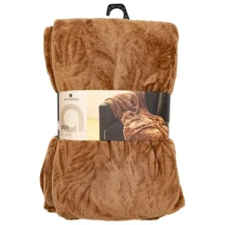 Plaid/bankdeken Leafes - terracotta - 180 x 230 cm - polyester