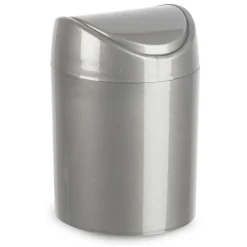 Plasticforte Mini prullenbakje - zilvergrijs- kunststof - 1.4L