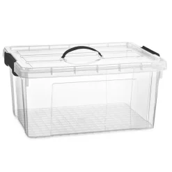 Plasticforte Opbergbox met deksel - grijs - 34L - kunststof