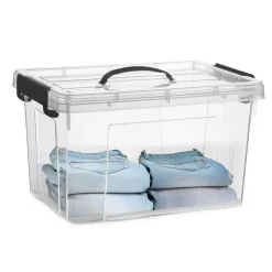 Plasticforte Opbergbox met deksel - grijs - 18.5L - kunststof