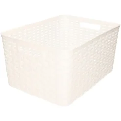 Plasticforte Opbergmand - Kastmand - rotan kunststof - wit - 18 L