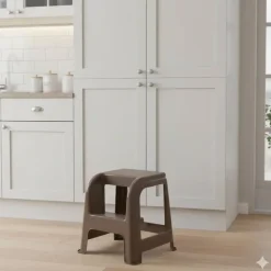 Plasticforte Opstapkrukje - 2 tredes - bruin - 45 cm