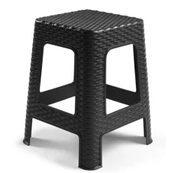 Plasticforte Rotan opstapje/krukje - kunststof - zwart