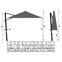 Platinum Challenger Premium T1 3x3 m - Manhattan Grey met voet en hoes