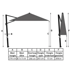 Platinum Challenger Premium T1 4x3 m - Faded Black met Marbella voet en hoes