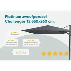 Platinum Challenger T2 zweefparasol premium - 3,5x2,6 m. - Champagne teak