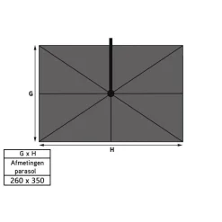 Platinum Challenger T2 zweefparasol premium - 3,5x2,6 m. - Champagne teak