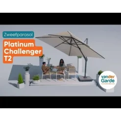 Platinum Challenger T2 zweefparasol premium - 3,5x2,6 m. - Champagne