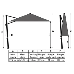 Platinum Challenger vierkante parasol T1 Premium 3,5x3,5 m - Manhattan