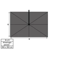 Platinum Challenger vierkante parasol T1 Premium 3,5x3,5 m - Manhattan