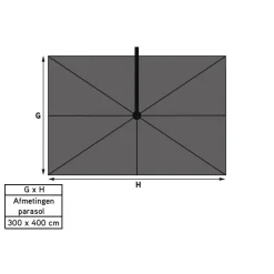 Platinum Challenger zweefparasol T1 Premium 4x3 m. - Faded Black