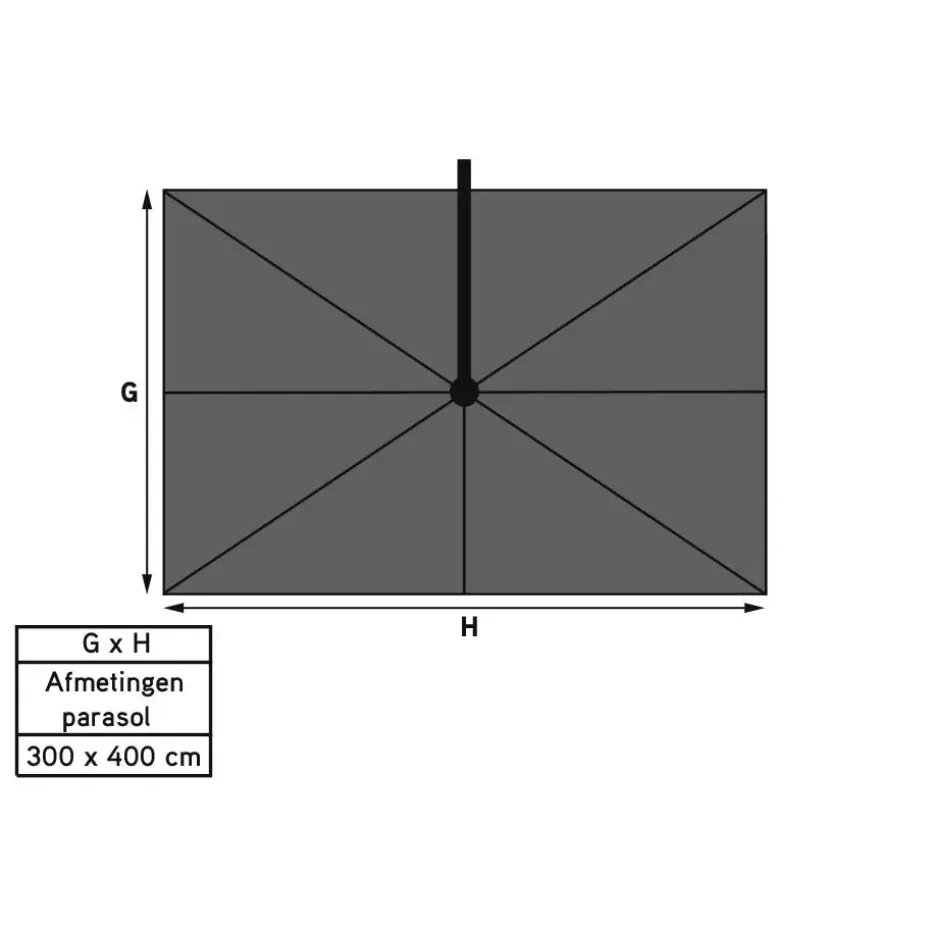 Platinum Challenger zweefparasol T1 Premium 4x3 m. - Faded Black