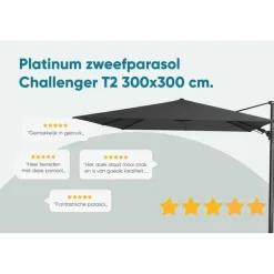 Platinum Challenger Zweefparasol T2 premium - 3x3 m. Lush Green