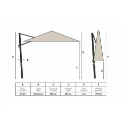 Platinum Challenger Zweefparasol T1 Premium 4x3 m. - Champagne - Teak