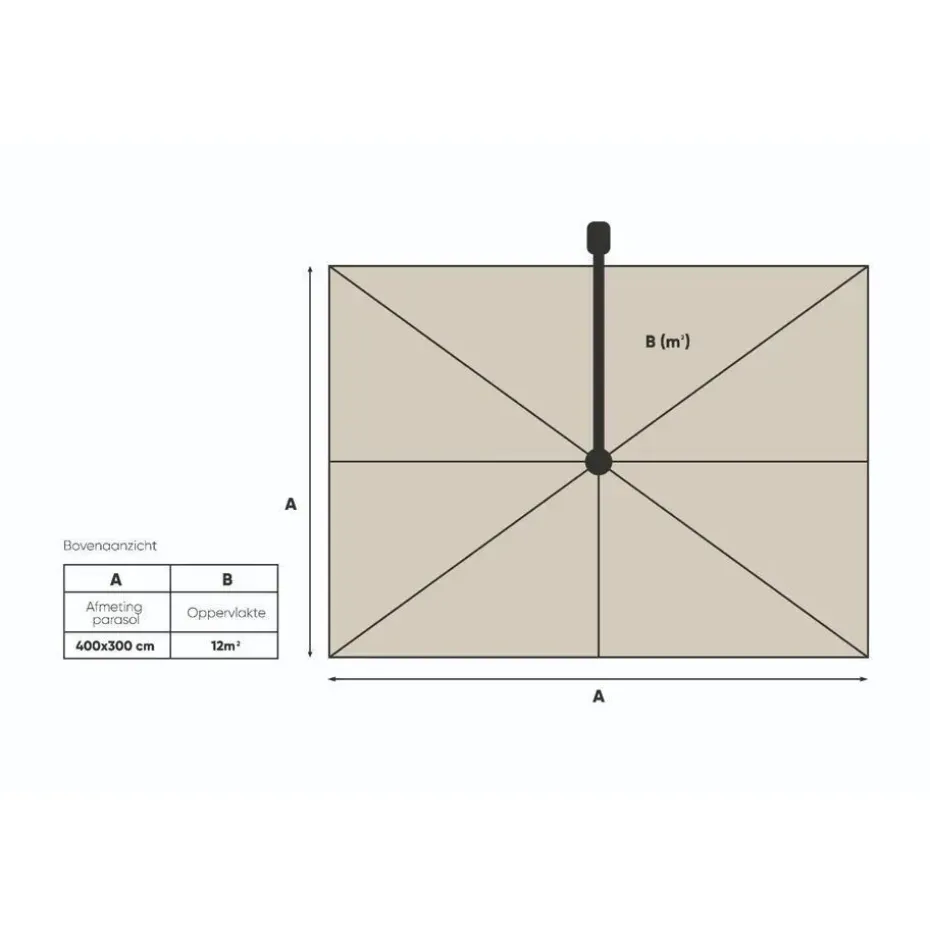 Platinum Challenger Zweefparasol T1 Premium 4x3 m. - Champagne - Teak