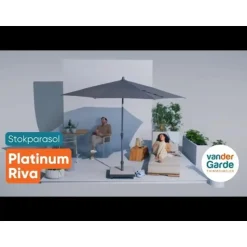 Platinum Riva stokparasol 3 m. rond - Teak Antraciet