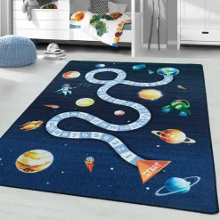 Play Speeltapijt Ruimte - 120x170 cm - Blauw - Vloerkleed Kinderkamer