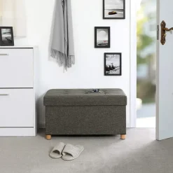 Poef - opvouwbaar - met poten - stof - 76 cm - donkergrijs