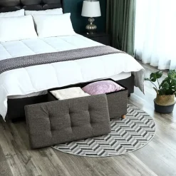 Poef - opvouwbaar - met poten - stof - 76 cm - donkergrijs