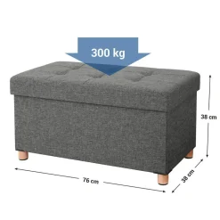 Poef - opvouwbaar - met poten - stof - 76 cm - donkergrijs