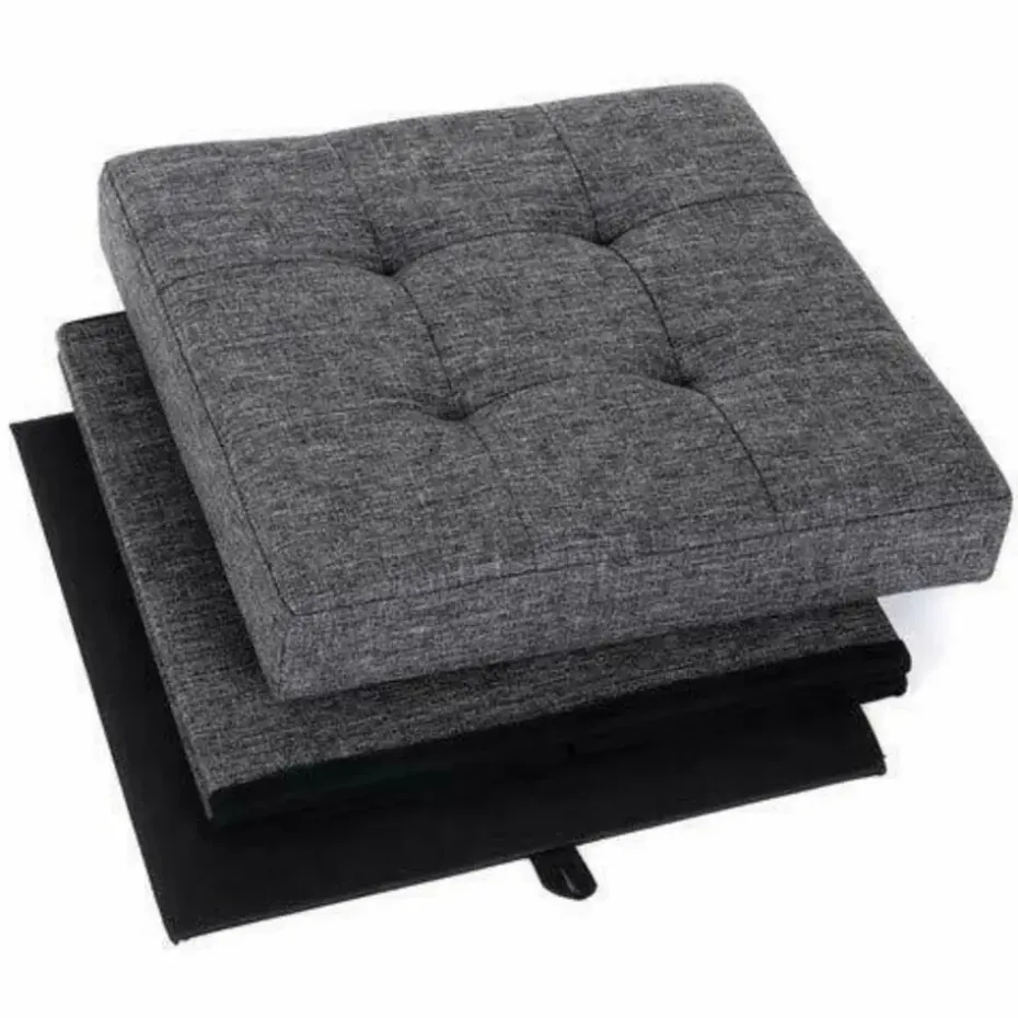 Poef - opvouwbaar - zonder poten - stof - 38 cm - donkergrijs