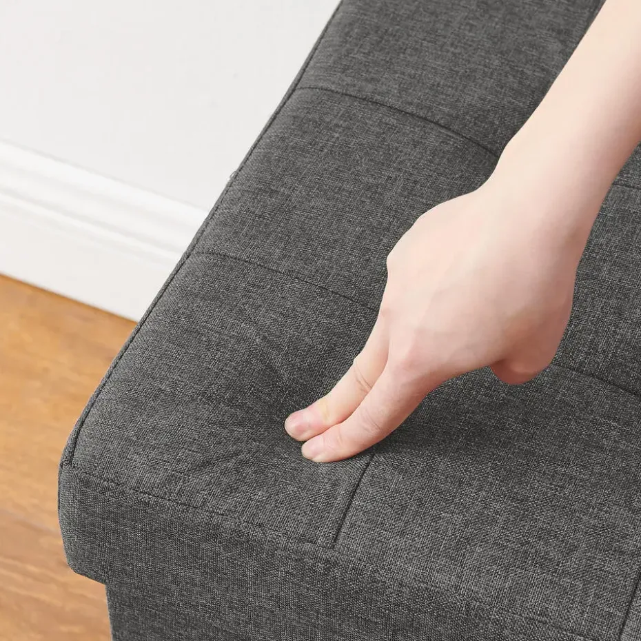 Poef - opvouwbaar - zonder poten - stof - 38 cm - donkergrijs