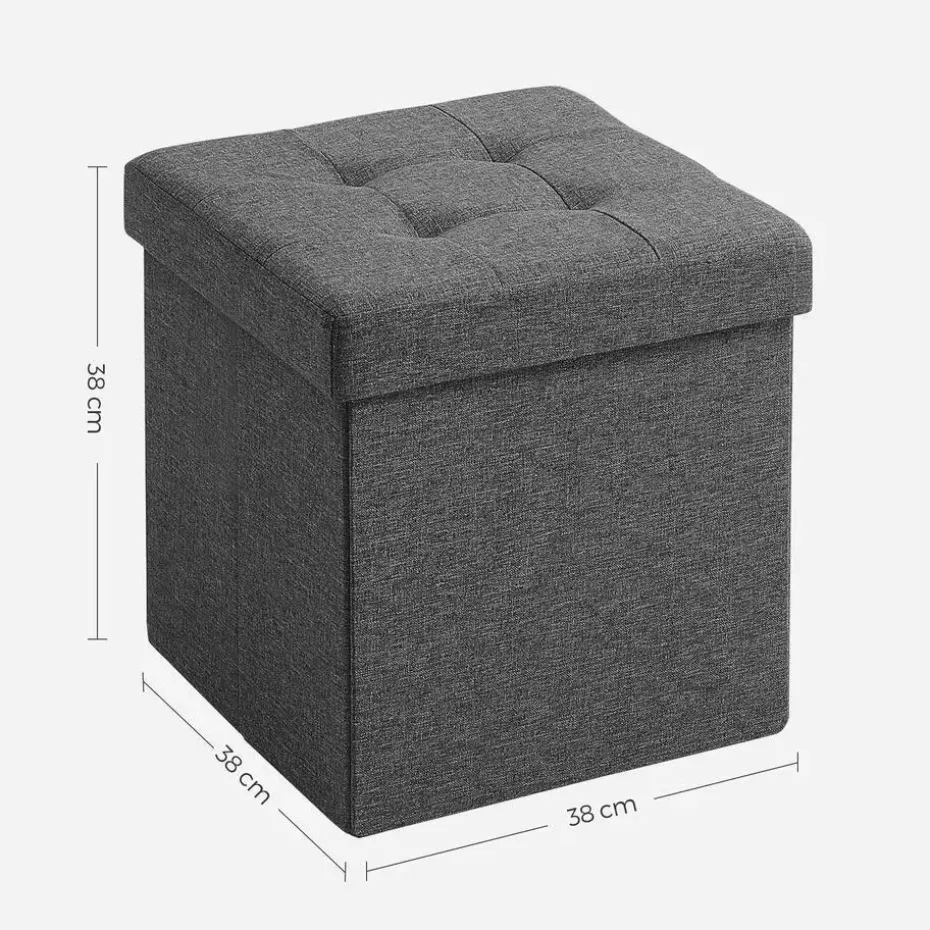 Poef - opvouwbaar - zonder poten - stof - 38 cm - donkergrijs