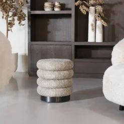 Poef Bouclé - Taupe - Poef Matthijs