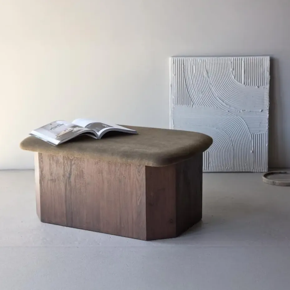 Poef Bruin Stof - 59x88x42cm - Todd