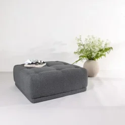 Poef Donkergrijs Stof - 100x100x40cm - Turin