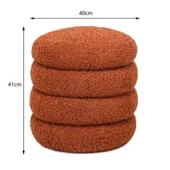 Poef met terracotta krullen en houten basis