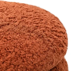 Poef met terracotta krullen en houten basis