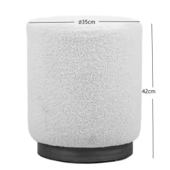 Poef met terracotta krullen en houten basis