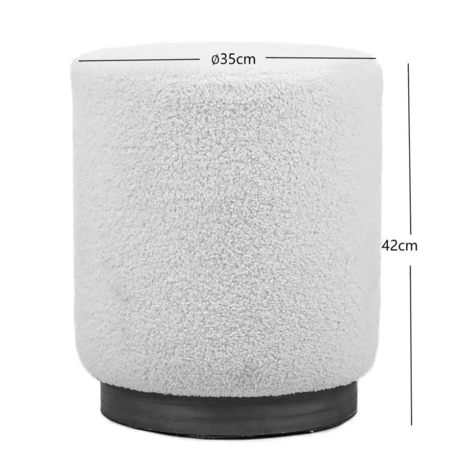 Poef met terracotta krullen en houten basis