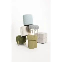 Poef Rib - ijsblauw - Ø37x40 cm