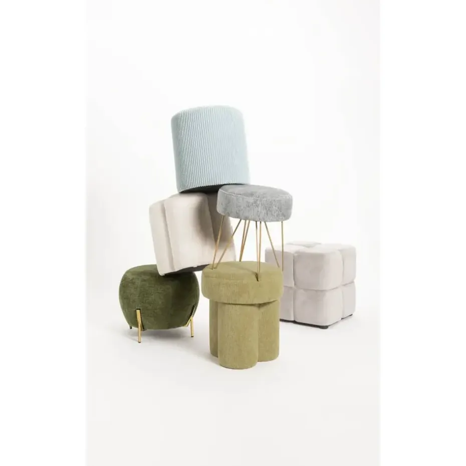 Poef Rib - ijsblauw - Ø37x40 cm