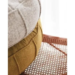 Poef Rond - Teddy Geel - Zitkussen - 60x60x20cm - Vintage